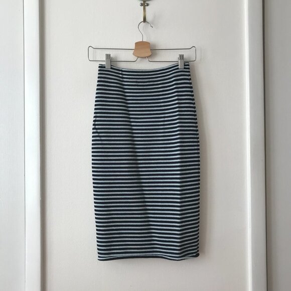 A.L.C. Delmar Striped Pencil Skirt in Washed Blue - Picture 6 of 7